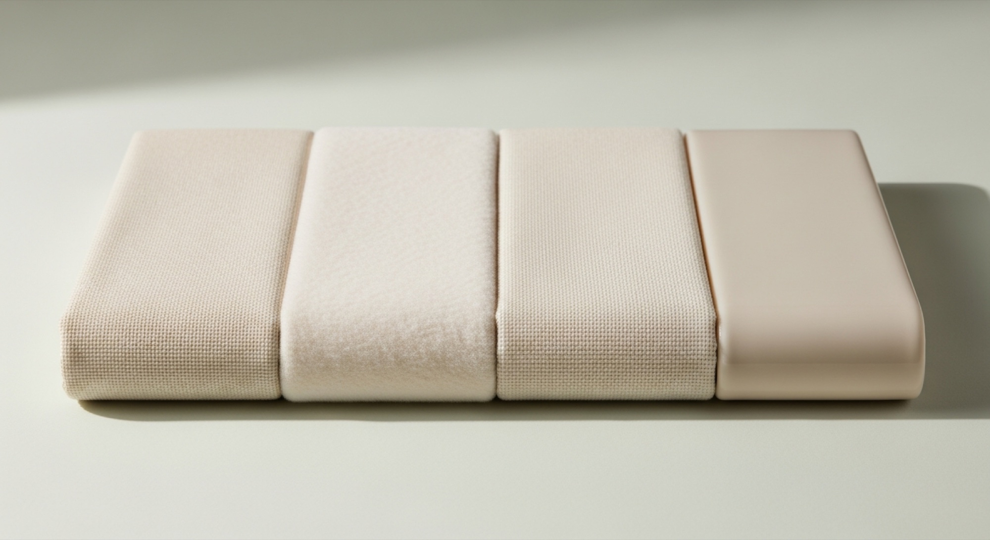 The same cotton cloth in four different finishes