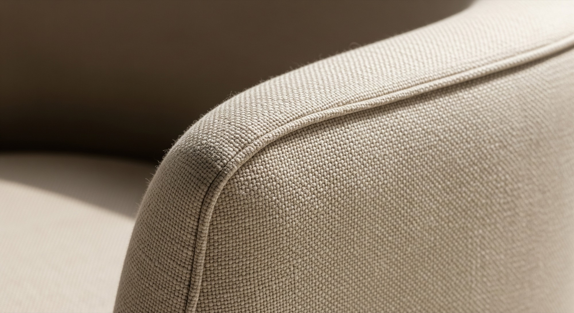 Upholstery weave over a chair arm